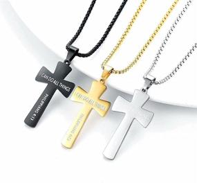 img 1 attached to 🏀 Hewayiu Strength Bible Verse Necklace: Stainless Steel Pendant for Baseball & Basketball Enthusiasts