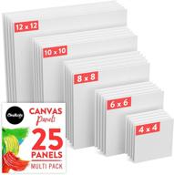 chalkola paint canvases: 25-piece square canvas panel multipack - various sizes - 100% cotton, primed, acid-free art boards for painting logo