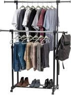 iris usa height adjustable portable clothes rack with 👚 lockable wheels - double rod rolling garment rack for hanging clothes логотип