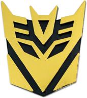 🤖 gold decepticon auto emblem - transforming auto robot, 3 1/2'' tall logo