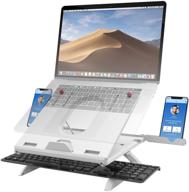 klearlook adjustable laptop stand with phone stand - 🖥️ ergonomic foldable design, air-ventilation, and compatibility up to 15.6 inches (white) logo