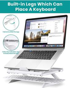 img 3 attached to Klearlook Adjustable Laptop Stand with Phone Stand - 🖥️ Ergonomic Foldable Design, Air-Ventilation, and Compatibility up to 15.6 inches (White)