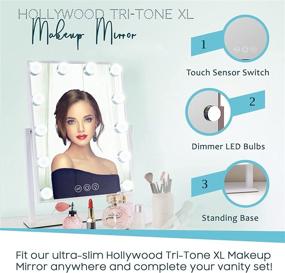 img 2 attached to Impressions Hollywood Tri Tone XL Makeup Mirror: Enhance Your Beauty with 12 LED Bulbs, Black Vanity Dressing Mirror with 360° Swivel