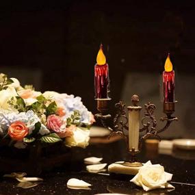 img 2 attached to 🕯️ Enhance Your Décor with these Burgundy Battery Operated Flickering Taper Candles - Set of 4 with Timer and Real Wax for Country Primitive Flameless Lights in Kitchen, Bedroom, Dining or Church Decoration