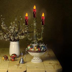 img 1 attached to 🕯️ Enhance Your Décor with these Burgundy Battery Operated Flickering Taper Candles - Set of 4 with Timer and Real Wax for Country Primitive Flameless Lights in Kitchen, Bedroom, Dining or Church Decoration