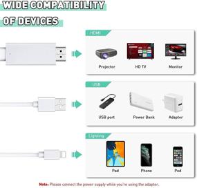 img 1 attached to 📱 Премиум кабель Lightning для цифрового AV от Apple MFi с сертификатом: синхронизация изображения 4K HDMI, цифровой аудио, порт для зарядки для iPhone/iPad - конвертер HDMI 1080P для HDTV/проектора/монитора - подключить и использовать - серебристый