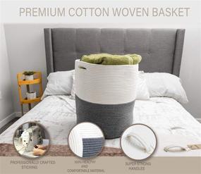 img 2 attached to 🧺 Gray & White Large Laundry Basket with Lid: Stylish Woven Storage for Blankets, Clothes, Toys, and More