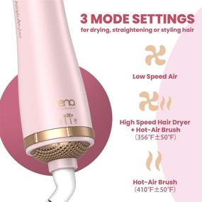 img 2 attached to 🔥 Расческа для выпрямления волос и сушилка Lena Pro Hot Air Brush - стайлер с защитой от ожогов, уходом с ионами, дальним инфракрасным нагревом и 3 режимами для длинных и средних волос, розовая