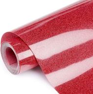 juwaire glitter heat transfer vinyl - red iron on vinyl roll, 12inx5ft, compatible with silhouette cameo, easy to cut & press glitter htv vinyl logo