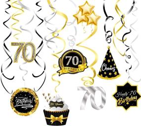 img 4 attached to 🎉 Happy 70th Birthday Party Decorations - Set of 16 Ceiling Hanging Swirls in Silver, Black, and Gold Foil Streamers - Premium Birthday Party Supplies