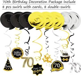 img 1 attached to 🎉 Happy 70th Birthday Party Decorations - Set of 16 Ceiling Hanging Swirls in Silver, Black, and Gold Foil Streamers - Premium Birthday Party Supplies