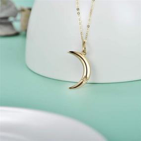 img 2 attached to Exquisite 14K Gold Natural Diamond Moon Pendant Necklace: Perfect 💎 Anniversary Gift for Women, Wife, Mom, and Girls with Adjustable Chain Length