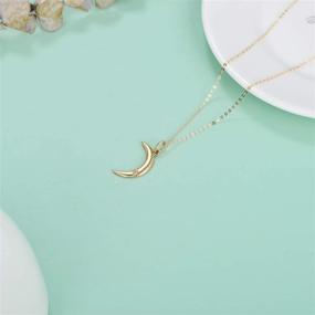 img 1 attached to Exquisite 14K Gold Natural Diamond Moon Pendant Necklace: Perfect 💎 Anniversary Gift for Women, Wife, Mom, and Girls with Adjustable Chain Length