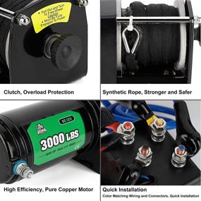 img 2 attached to 3000-lb. Load Capacity Electric Winch Kit with Synthetic Rope, Wireless Handheld Remote and Corded Control for Off-Road ATV Towing - Includes Hawse Fairlead