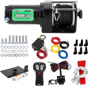 img 1 attached to 3000-lb. Load Capacity Electric Winch Kit with Synthetic Rope, Wireless Handheld Remote and Corded Control for Off-Road ATV Towing - Includes Hawse Fairlead