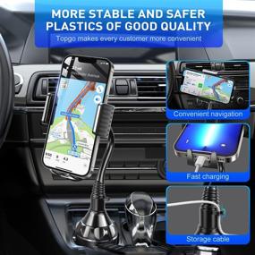 img 3 attached to [Enhanced] TOPGO Car Cup Phone Holder - Universal Adjustable Gooseneck Cradle Mount for Cell Phone iPhone, Samsung, LG - Silver