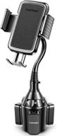 [enhanced] topgo car cup phone holder - universal adjustable gooseneck cradle mount for cell phone iphone, samsung, lg - silver logo