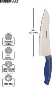 img 2 attached to 🔪 Нож шеф-повара Farberware Soft Grip с зазубренным лезвием: 8-дюймовое лезвие темно-синего цвета для точной резки