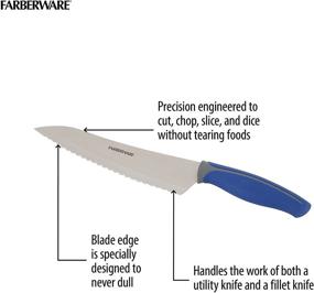 img 1 attached to 🔪 Нож шеф-повара Farberware Soft Grip с зазубренным лезвием: 8-дюймовое лезвие темно-синего цвета для точной резки