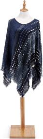 img 3 attached to 🧣 Navy Blue Textured Polyester Pashmina Shawl Poncho - One Size Fits Most