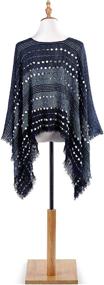 img 2 attached to 🧣 Navy Blue Textured Polyester Pashmina Shawl Poncho - One Size Fits Most