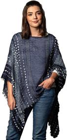 img 4 attached to 🧣 Navy Blue Textured Polyester Pashmina Shawl Poncho - One Size Fits Most