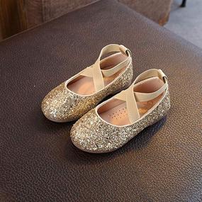 img 1 attached to Glitter Ballet Flats for Girls - Ballerina Mary Jane Shoes, Perfect for Princess Wedding Dresses - YIBLBOX