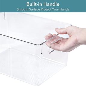 img 1 attached to 📦 4-Piece Set of Oubonun Kitchen Storage Organizer Bins - Includes 2 Large and 2 Medium Sizes, Transparent Container Bins with Handles - Perfect for Lazy Susan, Cabinet Storage, Pantry, or Refrigerator - BPA-Free