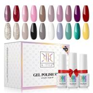 💅 rstyle gel nail polish set - 20 colors: glitter red purple pink black gray yellow nude gel polish - soak off uv/led polish kit for gift, french manicure, diy nail art at home salon - 5ml tiny bottle logo