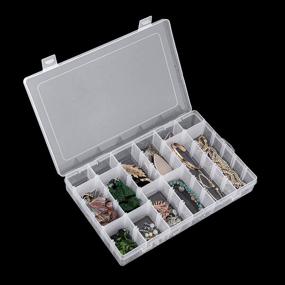 img 2 attached to 📦 RIVERTREE Earring Box Organizer - Clear Plastic Jewelry Storage Container with Lid, Adjustable Dividers - 36 Grids Compartment Travel Case