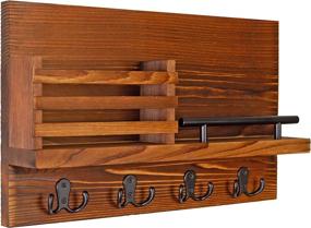 img 3 attached to 🔑 Rustic Pine Wood Key Holder and Mail Shelf - Decorative Wall Organizer Rack for Keys, Letters, Bills - Unique Industrial Decor for Entryway, Kitchen