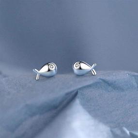 img 1 attached to 🐠 Cute Fathead Fish Stud Earrings for Women and Teen Girls - 925 Sterling Silver CZ Small Bead Ocean Sea Animal Studs, Tragus Post, Minimalist Polished Jewelry Gifts for Daughter and Niece