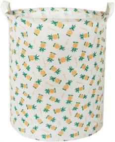 img 4 attached to 🍍 BOOHIT Cotton Storage Bin, Collapsible Laundry Basket - Large Waterproof Storage Baskets for Toys, Home Decor (Pineapple)