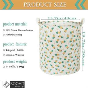 img 3 attached to 🍍 BOOHIT Cotton Storage Bin, Collapsible Laundry Basket - Large Waterproof Storage Baskets for Toys, Home Decor (Pineapple)