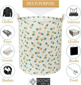 img 1 attached to 🍍 BOOHIT Cotton Storage Bin, Collapsible Laundry Basket - Large Waterproof Storage Baskets for Toys, Home Decor (Pineapple)