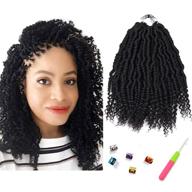 🔥 10 inch bomb twist crochet braiding hair extensions: 6 packs of pre-looped spring bomb twist hair for women (1b#) logo