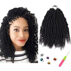 img 4 attached to 🔥 10 Inch Bomb Twist Crochet Braiding Hair Extensions: 6 Packs of Pre-looped Spring Bomb Twist Hair for Women (1b#)