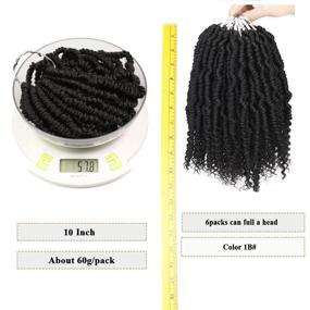 img 2 attached to 🔥 10 Inch Bomb Twist Crochet Braiding Hair Extensions: 6 Packs of Pre-looped Spring Bomb Twist Hair for Women (1b#)