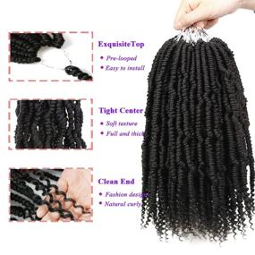 img 3 attached to 🔥 10 Inch Bomb Twist Crochet Braiding Hair Extensions: 6 Packs of Pre-looped Spring Bomb Twist Hair for Women (1b#)