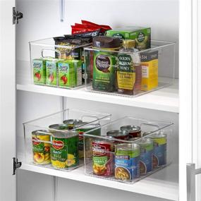 img 1 attached to 🗄️ Clear Plastic Storage Bins with Handles - Versatile Organizers for Kitchen, Refrigerator, Cleaning Supplies, Cabinet, Food Pantry, Bathroom - 4 Pack