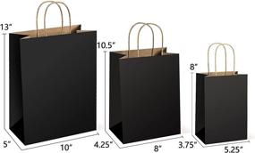 img 3 attached to 🛍️ Thicken Retail Bags - UCGOU Black Kraft Paper Gift Bags with Handles, Mixed Size 75 PCS Total - 25 PCS Each Shopping Bag 100% Recyclable Boutique, 5.25x3.75x8 & 8x4.25x10.5 & 10x5x13 Inches