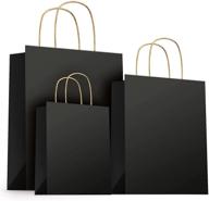 🛍️ thicken retail bags - ucgou black kraft paper gift bags with handles, mixed size 75 pcs total - 25 pcs each shopping bag 100% recyclable boutique, 5.25x3.75x8 & 8x4.25x10.5 & 10x5x13 inches logo