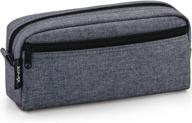 dark gray big capacity pencil case stationery pouch - multi-colored pen and cosmetic bag with zipper for boys and girls логотип