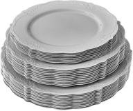 🍽️ vintage collection - grey rustic design plates for wedding - 60 pc plastic dinnerware set logo