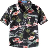 👕 boys' hawaiian clothing with button sleeve featuring sslr flamingos logo