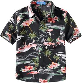 img 4 attached to 👕 Boys' Hawaiian Clothing with Button Sleeve featuring SSLR Flamingos