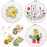 hiseanllo 3 pack embroidery starter kit: patterns, instructions, threads, hoops, and tools logo