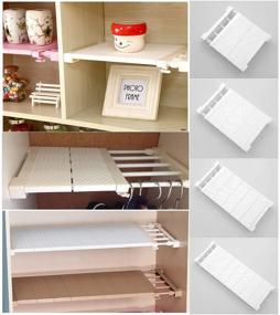 img 4 attached to 🛏️ Space Saving Adjustable Closet Organizer Storage Shelf Wall Mounted Kitchen Rack in White, Length: 11.81 - 15.74 inch (30-40cm), Width: 9.44inch (24cm), Decorative Shelves for Wardrobe & Cabinets