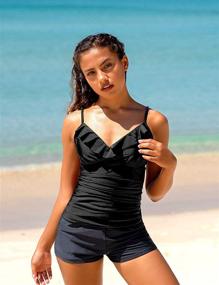 img 2 attached to 👙 Tankini Shirred Swimsuits Swimwear for Women: Hilor's Clothing and Stylish Swimsuits with Matching Cover Ups