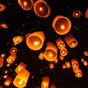 img 1 attached to 🏮 10-Pack Eco-Friendly Chinese Paper Lanterns for Sky Release - 100% Biodegradable Flying Lanterns for Wishes